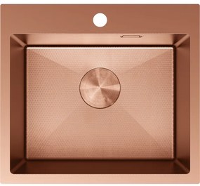Mexen Solix, 1-komorový nerezový drez 500 x 450 mm, brúsená meď, vzor voština, 6402501000-65HC