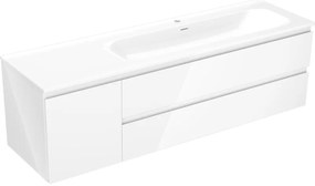 Mexen Orio, kúpeľňová skrinka 160 cm s pravým umývadlom Vela, 2S, 1D, biela lesklá, 91A13-16047-3-BBFFF00-W23P00