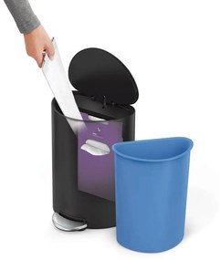 Simplehuman Pedálový odpadkový kôš 6 l, polokrúhly, čierna matná oceľ, plast
