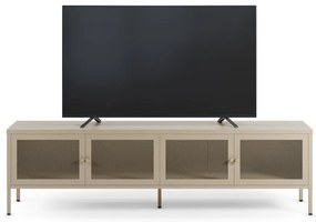 Krémovobiely kovový TV stolík 160x50x35 cm Fayna – Marckeric