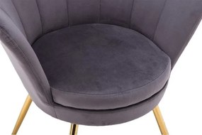 LuxuryForm DESIGN Kreslo FREY VELUR so zlatými nohami - tmavo šedé