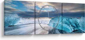Obraz - Diamantová pláž (s hodinami) (90x30 cm)