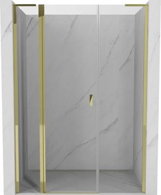 Mexen, Mexen Mist L Otočné sprchové dvere 150 cm, transparentné, zlaté - 8A4L-150-001-50-00