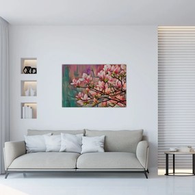 Obraz - Olejomaľba, Rozkvitnutá sakura (90x60 cm)