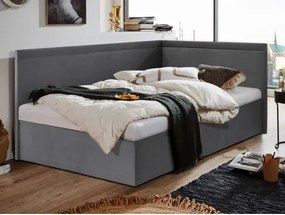 Rohová posteľ Travis pravá 120x200, šedá látka%