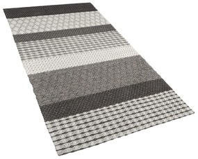 Vlnený koberec 80 x 150 cm sivá/biela AKKAYA Beliani