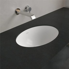 VILLEROY &amp; BOCH Loop &amp; Friends oválne umývadlo k zabudovaniu zospodu, bez otvoru, s prepadom, 430 x 280 mm, Stone White, s povrchom CeramicPlus, 4A5300RW