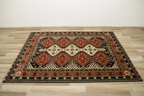 Koberec Afgan 4358A čierny / červený / krémový