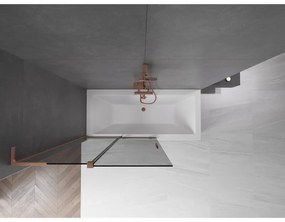 Mexen Velar L, 2-krídlová posuvná vaňová zástena 110 x 150 cm, 8mm šedé sklo, medená matná, 896-110-003-41-65