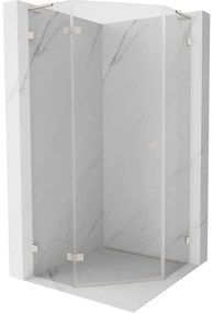 Mexen Lunar, L päťuholníkový sprchový kút naklápací doľava 90 x 90 cm, 8mm číre sklo, oceľový profil, 831L-090L-090P-97-00-L