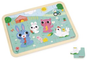 Janod Drevené puzzle s predlohou a hľadanie rozdielov Farma