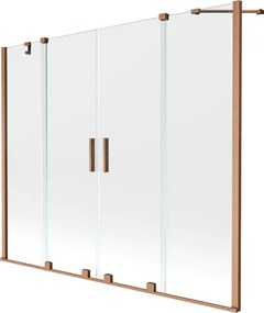 Mexen Velar Duo, 2-krídlová posuvná vaňová zástena 170 x 150 cm, 8mm číre sklo, medený matný profil, 896-170-000-02-65