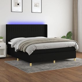 Posteľ boxsping s matracom a LED čierna 160x200 cm látka 3139047