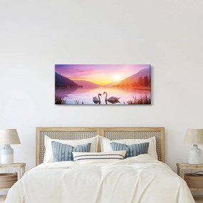 Obraz zamilovaných labutí (120x50 cm)