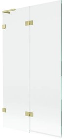 Mexen Lunar L, 2-krídlová vaňová zástena ľavá 100 x 150 cm, číre sklo, zlatá matná, 897L-100-100-55-00-L