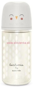 SUAVINEX - fľaša sklo BONHOMIA 240 ml fyziologická SX PRO +3 MF - biela