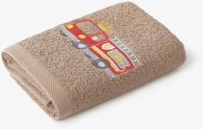 Goldea detský froté uterák - hasiči na hnedej 30 x 50 cm