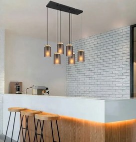 Toolight Toolight, závesné svietidlo 6xE27, APP1813-6CP, šedá-čierna, OSW-00663