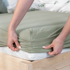 Goldea jersey elastická plachta - šalviovo zelená 90 x 200 cm
