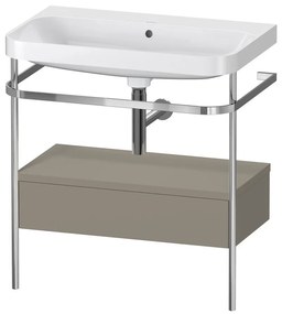 DURAVIT Happy D.2 Plus c-shaped kovový stojací podstavec s nábytkovým umývadlom bez otvoru, 1 zásuvka, 775 x 490 x 850 mm, chróm/kameňovo šedá matná lakovaná, HP4842N9292