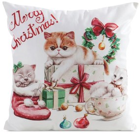EUROFIRANY VIANOČNÁ DEKORAČNÁ OBLIEČKA NA VANKÚŠ CAT 45X45 CM VZOROVANÁ