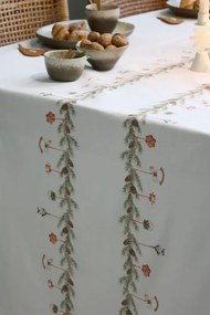 Krémový bavlnený obrus s girlandou Aix Christmas - 140*240 cm