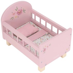 Postieľka pre bábiky drevená s perinkou Pink