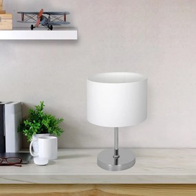 Stolná lampa Casino, 1x biele textilné tienidlo, ch
