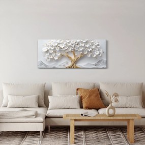 Obraz – 3D elegantný strom života plný kvetov (120x50 cm)