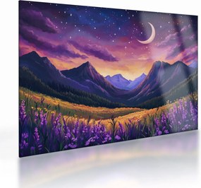 Sklenený obraz - Fialová krajina (70x50 cm)
