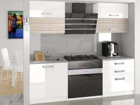Kuchynská linka Belini 120 cm biely lesk / dub sonoma s pracovnou doskou Eleganta  INF ELEGANTA/2/WT/WATW/0/D