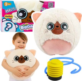 LEAN Toys Skákacia lopta Rastúca plyšová mačka Biela pumpa 50 cm