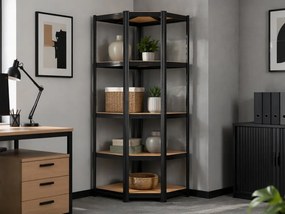 Regál 180x90x40 cm rohový lakovaný 5-polícový, nosnosť 875 kg - čierny