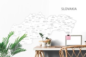 Samolepiaca tapeta podrobná mapa Slovenskej republiky v čiernobielom prevdení