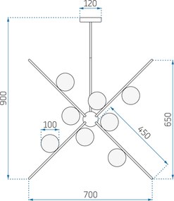Toolight Toolight, stropné svietidlo 8xG9 APP998-12CP, biela-zlatá, OSW-05553