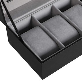 Box na hodinky Watch2, 30x8x11,2 cm, čierna/sivá