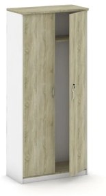 Skriňa šatňová MIRELLI A+ s výsuvom, 800 x 400 x 1800 mm, biela/dub sonoma