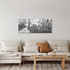 Obraz - Pole v zime (120x50 cm)