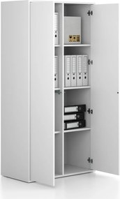 Kancelárska skriňa FRAME, 2x dvere, 872 x 450 x 1735 mm, PUSH-lock, biela