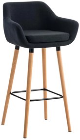 Barová stolička Grant ~ látka, drevené nohy natura - Čierna
