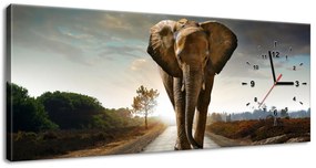 Gario Obraz s hodinami Osamelý silný slon Rozmery: 60 x 40 cm