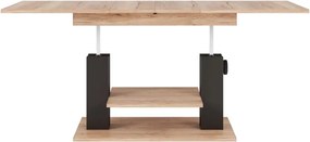 Výškově nastavitelný rozkládací konferenční stolek Moduvo 120/170 cm dub Halifax/černý