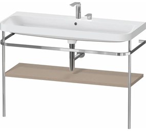 DURAVIT Happy D.2 Plus c-shaped kovový stojací podstavec s nábytkovým umývadlom s dvomi otvormi, 1 polička, 1175 x 490 x 850 mm, chróm/plátno, HP4839E75750000