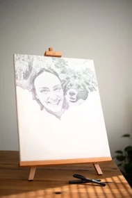 Gario Bodkovanie Vybodkuj si svoju fotku! Rozmery: 50 x 50 cm, Rámovanie: Iba zrolované plátno, Farba bodiek: Zelená