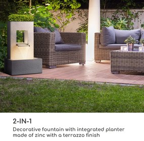 Blumfeldt Bloomingstone, fontána, záhradná fontána, okrasná fontána, 20 W, čerpadlo, zinok, LED