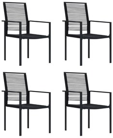 Záhradné stoličky 4 ks čierne PVC ratan