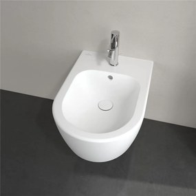 VILLEROY &amp; BOCH Avento závesný bidet s otvorom, s prepadom, 370 x 530 mm, Stone White, s povrchom CeramicPlus, 540500RW