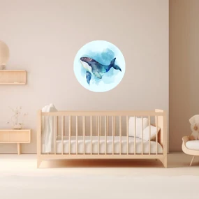 PIPPER. Kruhová samolepka na stenu "Veľryba" Veľkosť: 60 cm