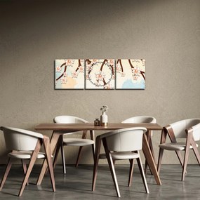 Obraz - Kvety na vetvách, farebné (s hodinami) (90x30 cm)