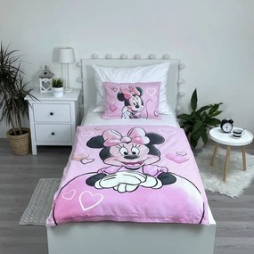 Jerry Fabrics Detské bavlnené obliečky do postieľky Minnie Powder pink, 100 x 135 cm, 40 x 60 cm